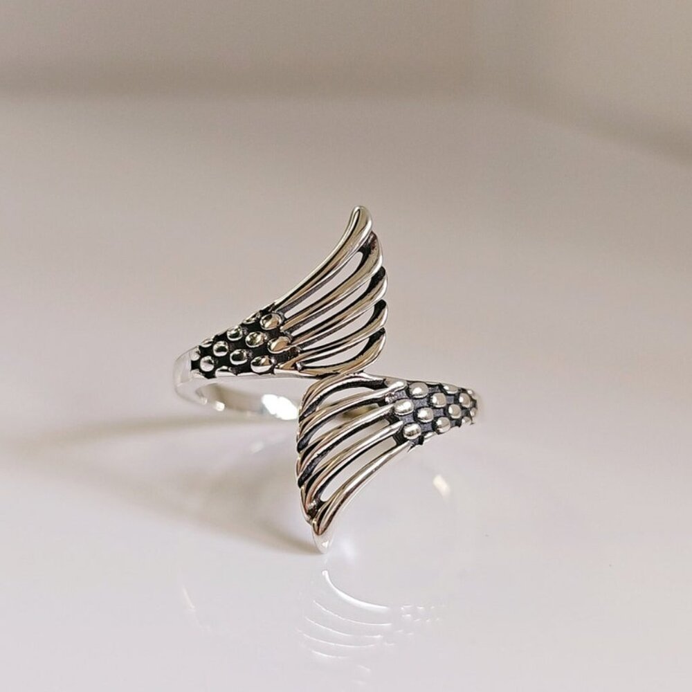 Sterling Silver Wraparound Ring, Abstract Ring, Mermaid Ring, Adjustable Ring